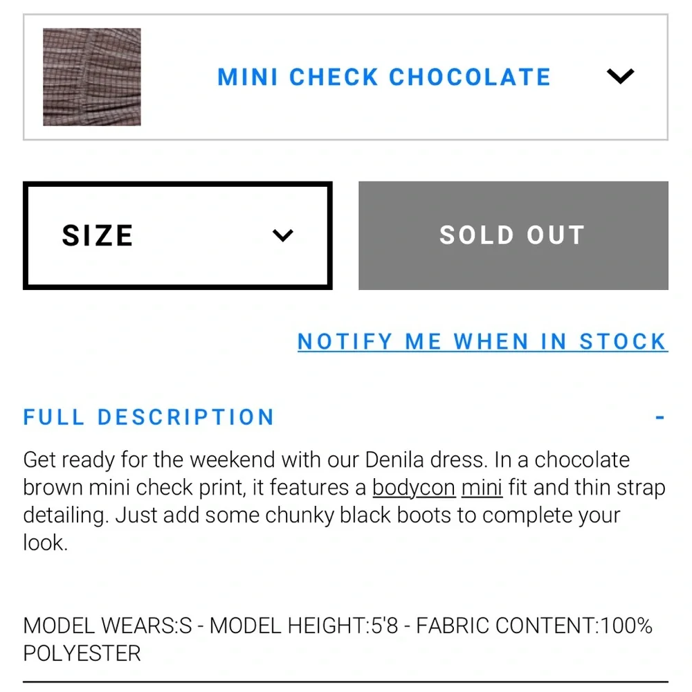 Motel Rocks Brown Check Mini Dress - Picture 11 of 11